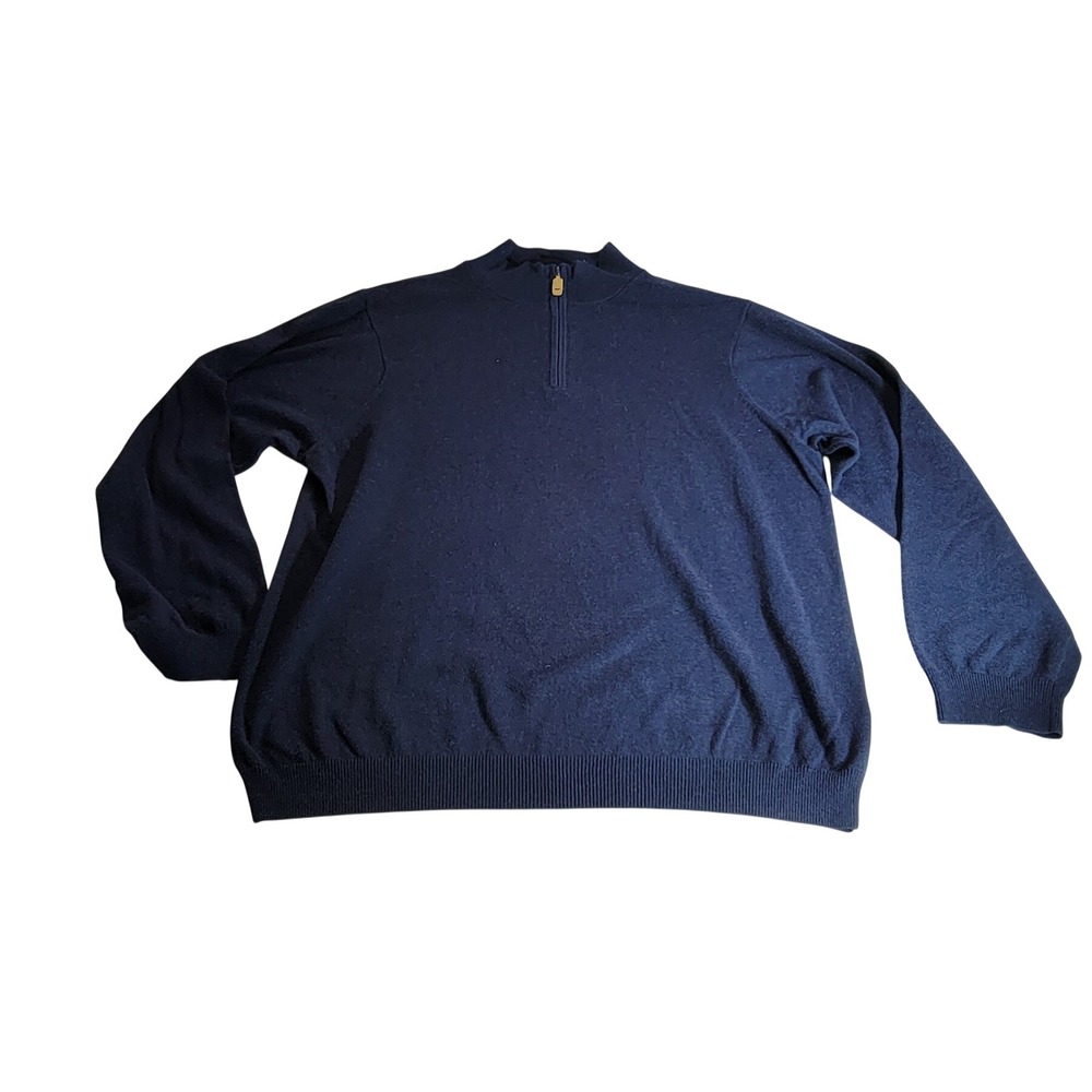 Vineyard Vines Mens XL Navy Blue Cotton Wool Cashmere Quarter Zip Sweater